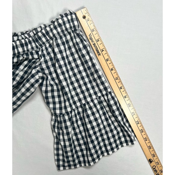 Abercrombie and Fitch Off the Shoulder Shirt Black White Gingham MEDIUM‎ - Picture 8 of 10